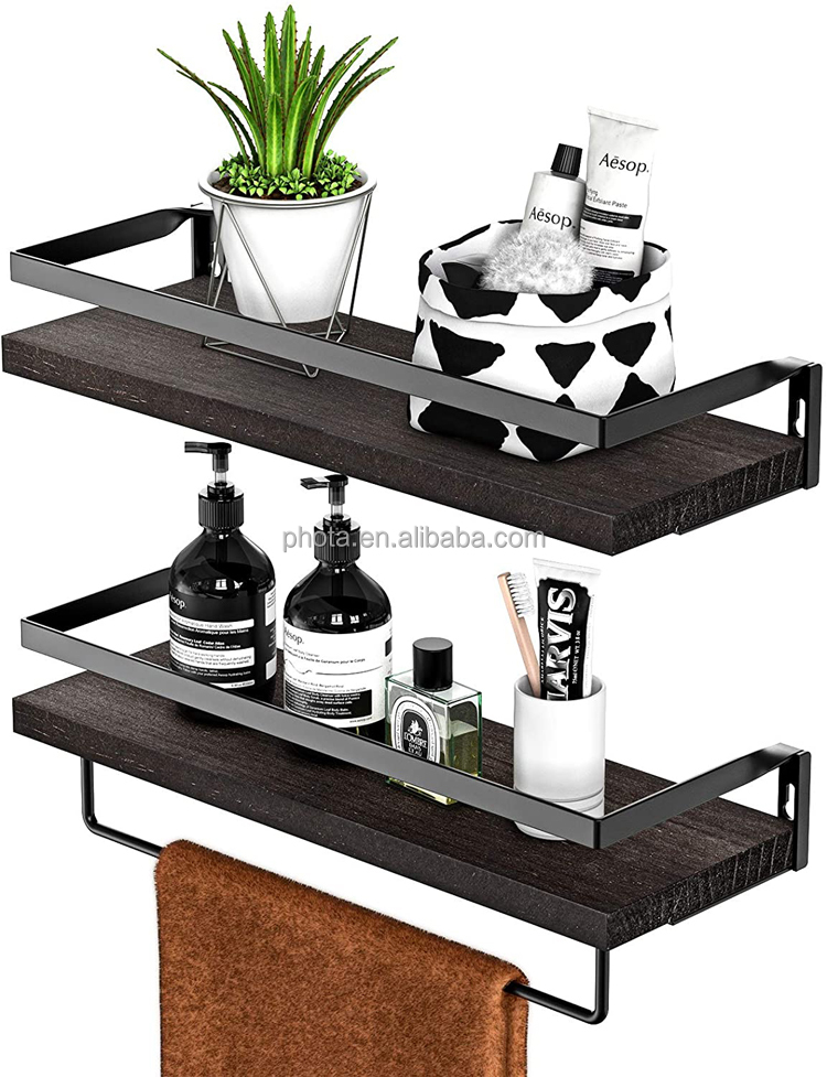 Wall Shelf Hanging Storage Furniture Metal Antique Industrial Vintage Rustic Solid Wood Mounted Wall Floating Shelves For Wall