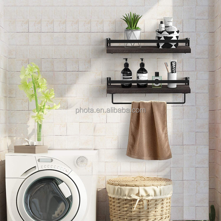 Wall Shelf Hanging Storage Furniture Metal Antique Industrial Vintage Rustic Solid Wood Mounted Wall Floating Shelves For Wall
