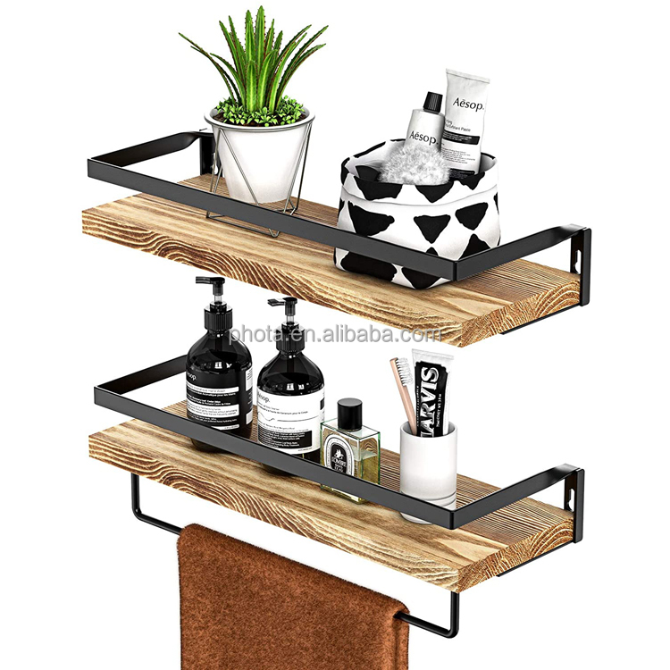 Wall Shelf Hanging Storage Furniture Metal Antique Industrial Vintage Rustic Solid Wood Mounted Wall Floating Shelves For Wall