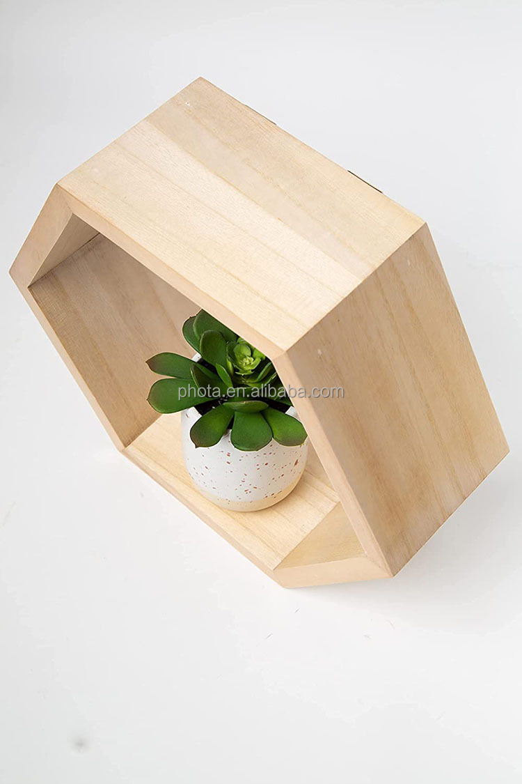 Rustic Wall Mounted Hexagonal Floating Shelves