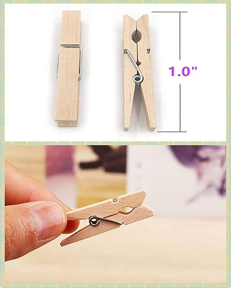 Multi-Function Mini Natural Wooden Clothespins Photo Paper Peg Pin Craft Clips (Natural 250 Pcs)