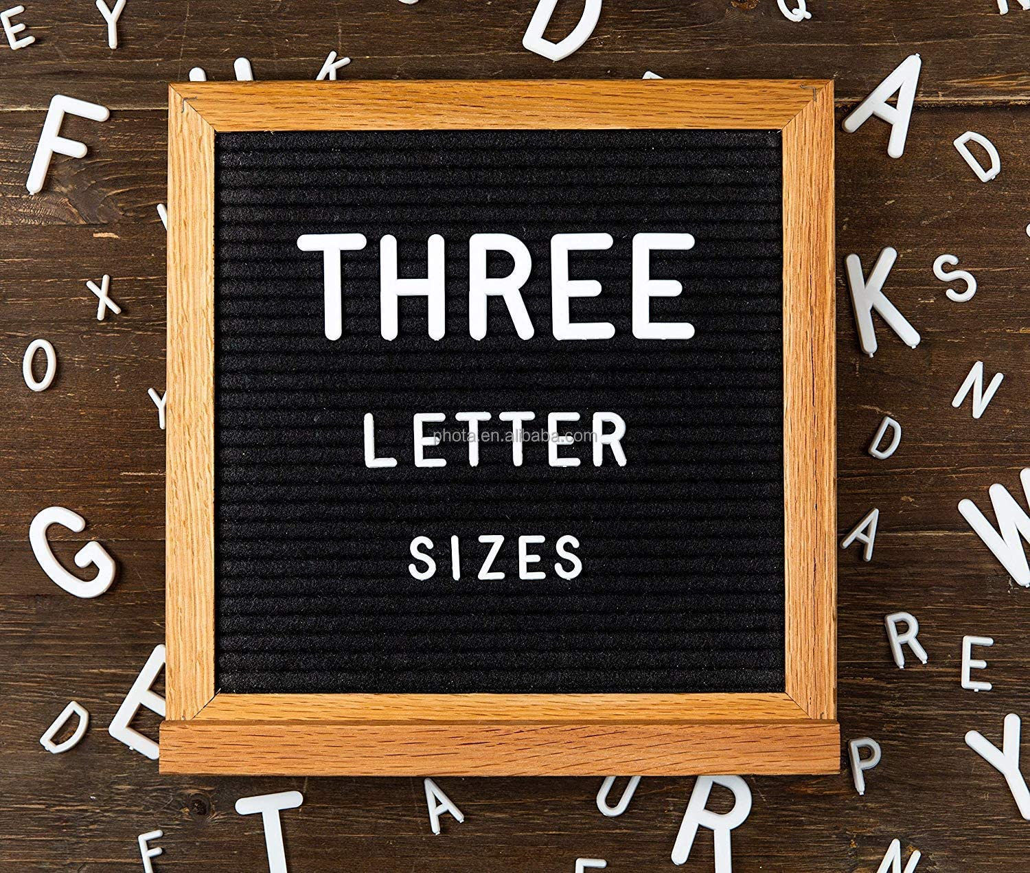 Letter Board 12"x12" Rustic Double Sided (Black & Gray) +690 Pre-Cut Letters Upgraded Wooden Sorting Tray