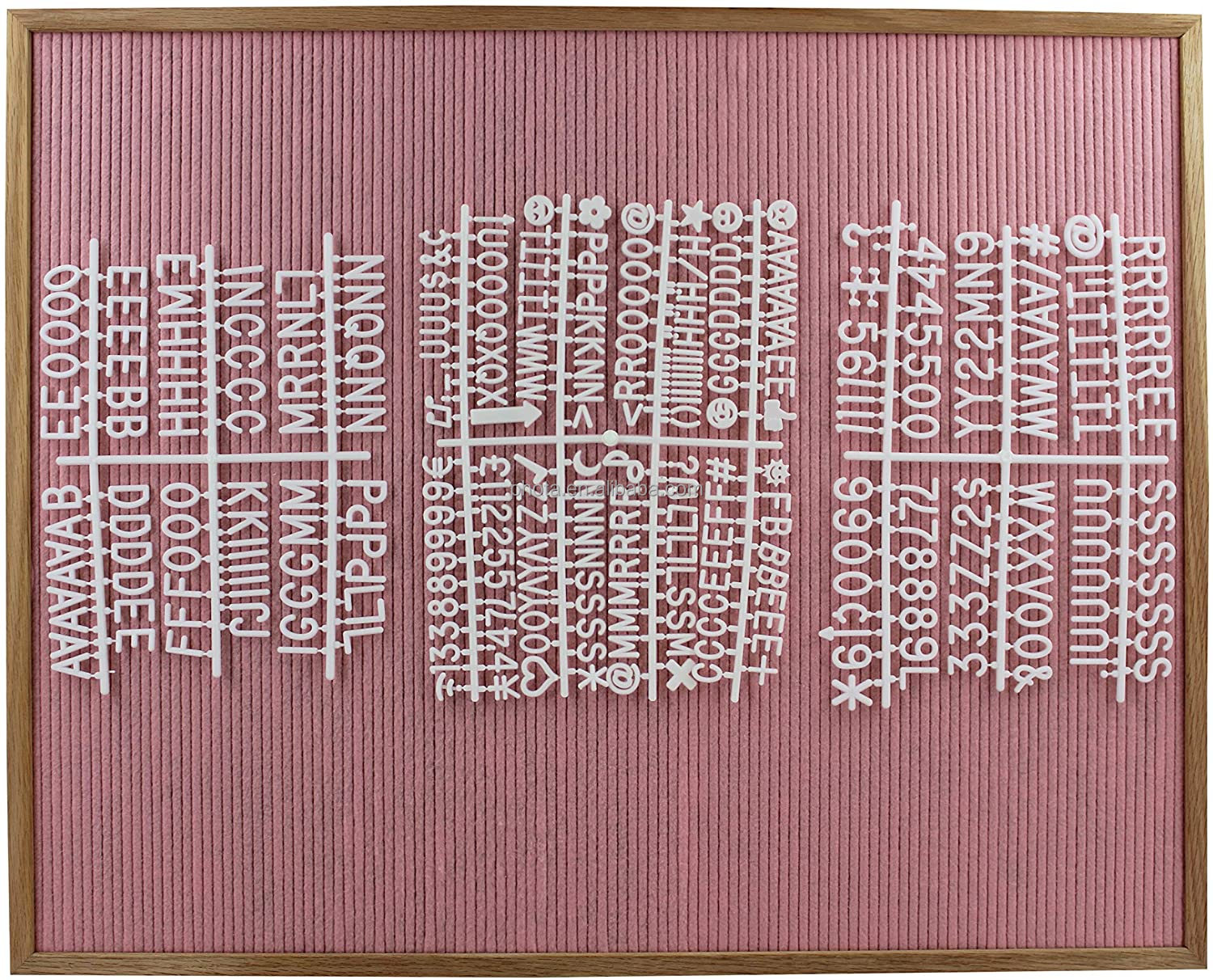 Extra Large Changeable Letter Board - Black Felt with Solid Oak Frame  Letter Box and 450 Characters 24 x 30 Pink