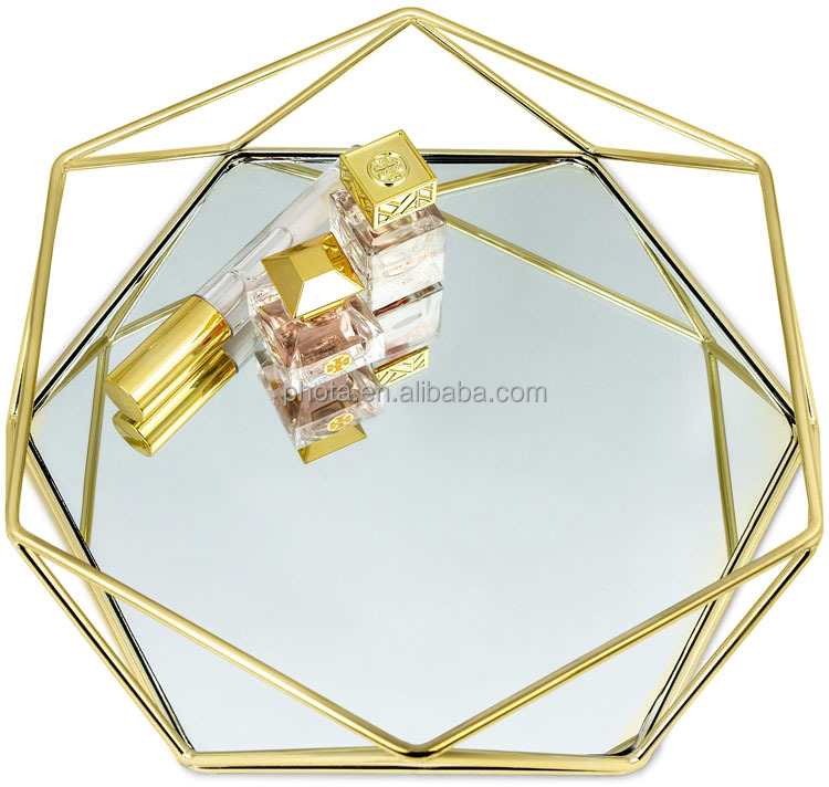 Phota wholesale 2022 Gold Mirror Tray new design jewelry Organizer Tray