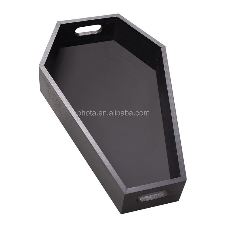 Wooden Coffin Shaped Craft Serving Tray Box for Bathroom Kitchen Organizer Party Platter