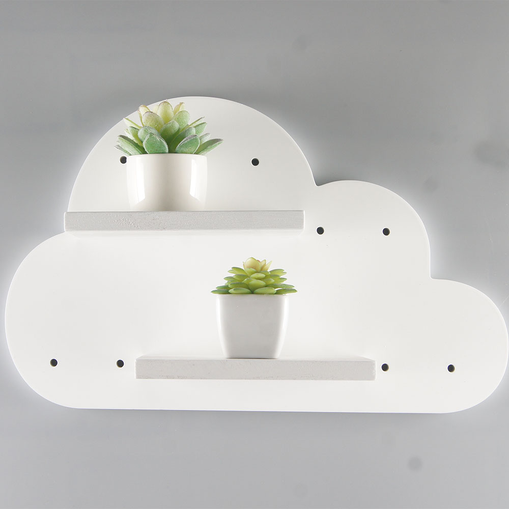 White Wooden Cloud Shelf Design Shelving Baby Bedroom Decor