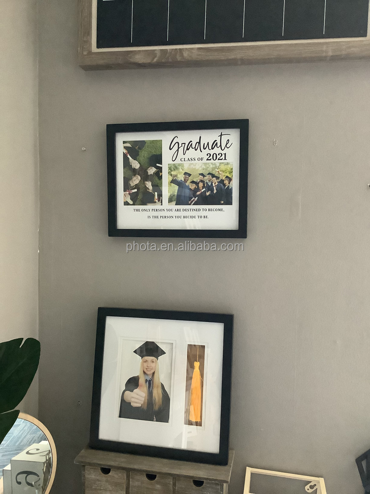 Hot selling 8.5x11 College University Graduation Theme Certificate Wooden Shadow Box diploma Frame