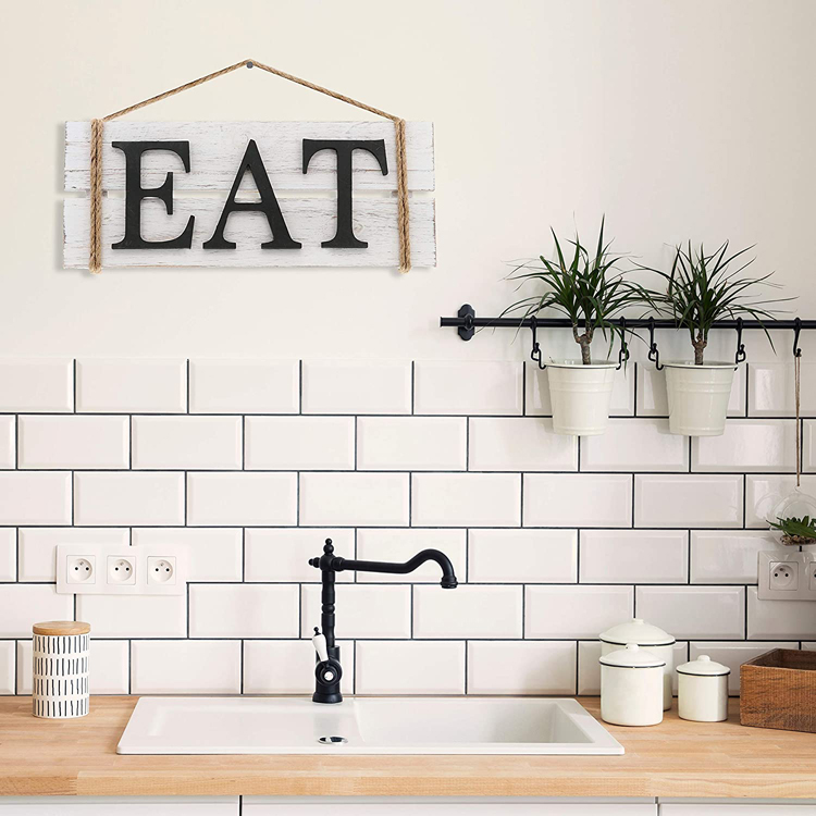 Wall Decor Wall Art Sign Eat Wood Rustic Farmhouse Country Kitchen and Home Home Decoration Painted Letters Europe Accepatble