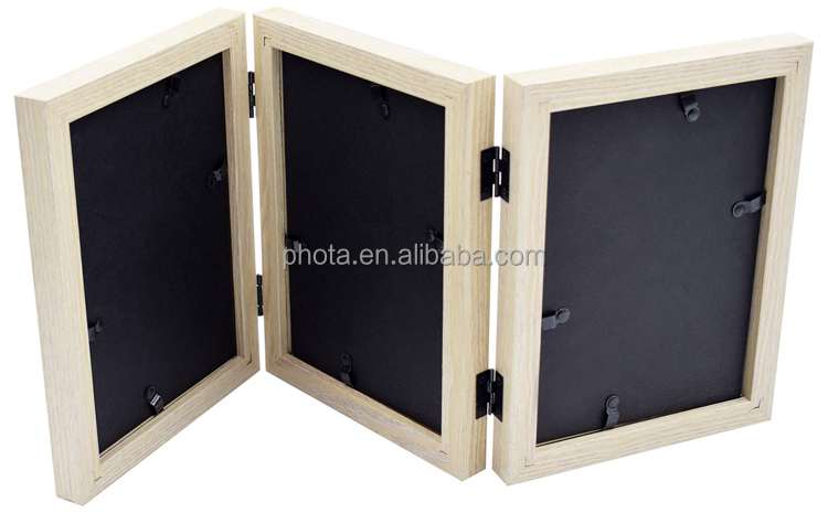 Phota 5x7 Hinged Frame with Front Glass 3 Vertical Openings, Desk/Table Top Display