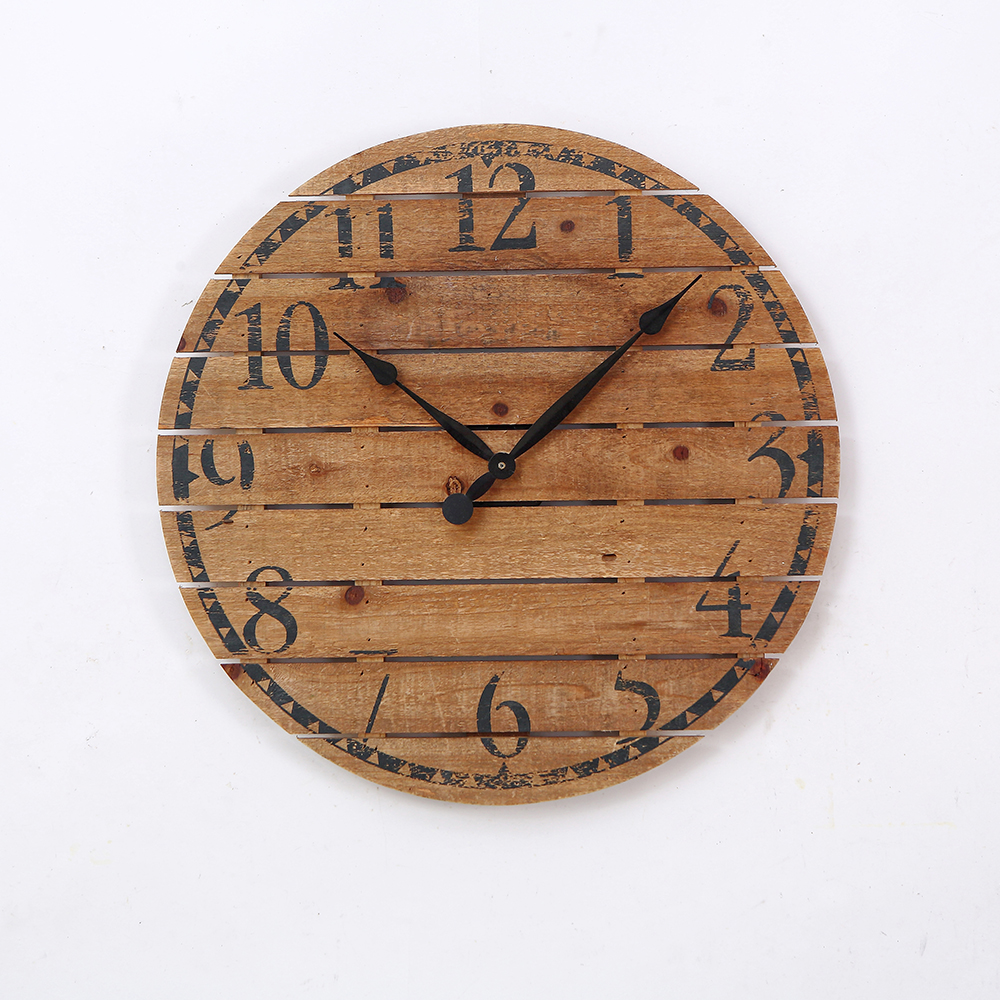 PHOTA Rustic 18" Wood Wall Clock Brown Round Clock Wall CLOCKS Quartz Living Room Bamboo & Wooden Antique Style Customized Size