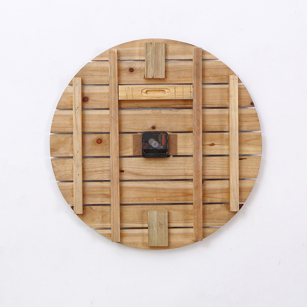 PHOTA Rustic 18" Wood Wall Clock Brown Round Clock Wall CLOCKS Quartz Living Room Bamboo & Wooden Antique Style Customized Size