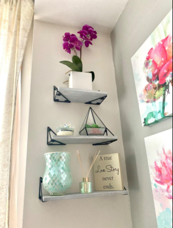 Floating Shelves Wall Mounted Set of 3, Rustic Wood Wall Shelves Gray