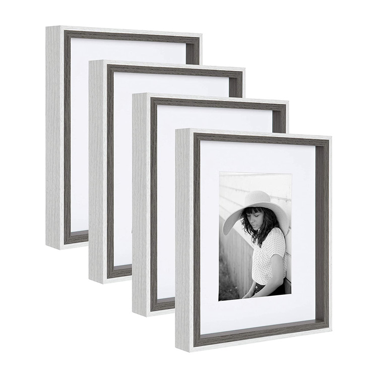 PHOTA Poster Photo Frame Set 4 Count 8x10 Matted to 5x7 Gray Customized Logo Safety Packing MDF 100% Guaranteed 3-7 Days 300sets