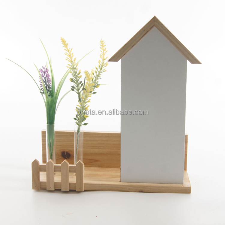 2 Test Tubes Glass Planter Terrarium Flower Vase with Wooden Holder