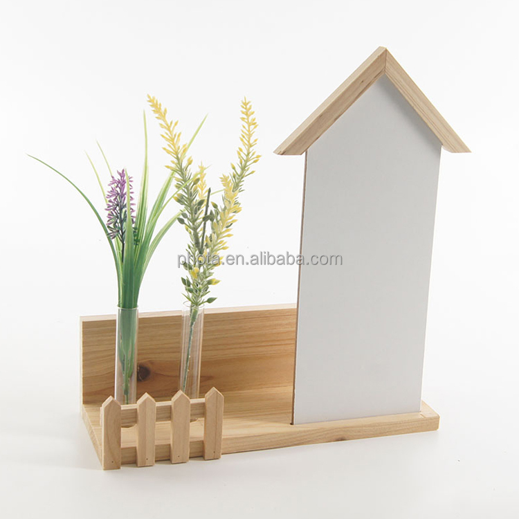 2 Test Tubes Glass Planter Terrarium Flower Vase with Wooden Holder