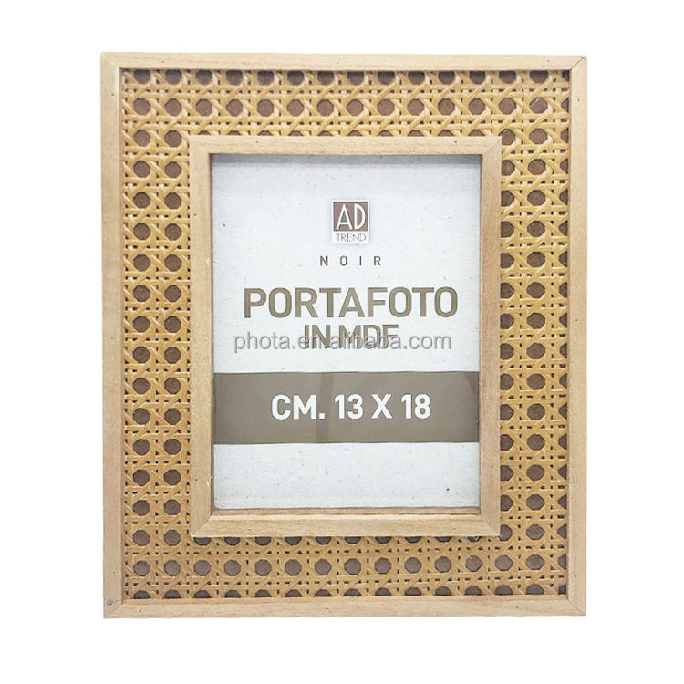 High quality 5x7 photo frame Wood Customized Antique Rattan