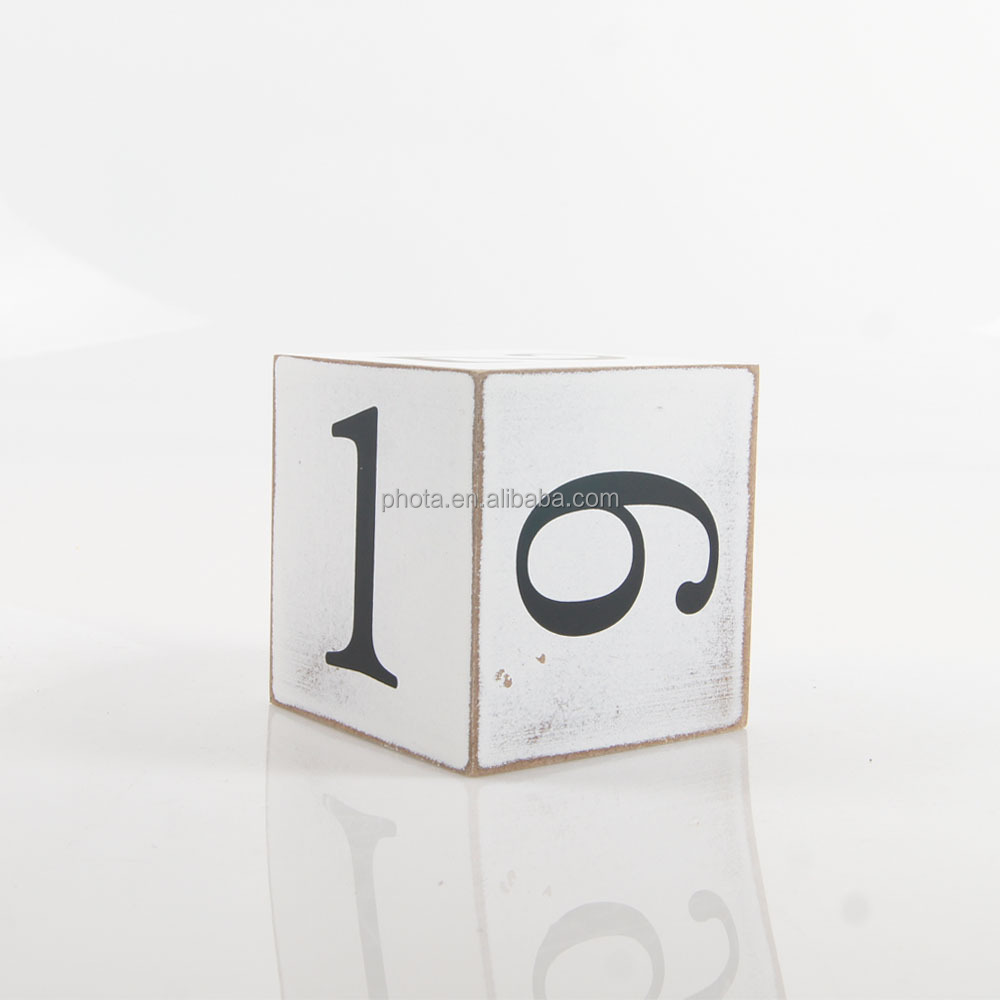 Wooden Cube Block Perpetual Month Date & Day Tile Calendar Desktop Accessories