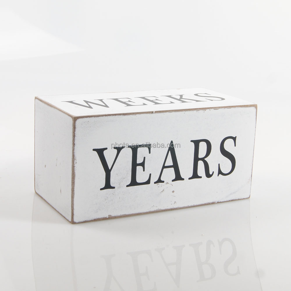 Wooden Cube Block Perpetual Month Date & Day Tile Calendar Desktop Accessories
