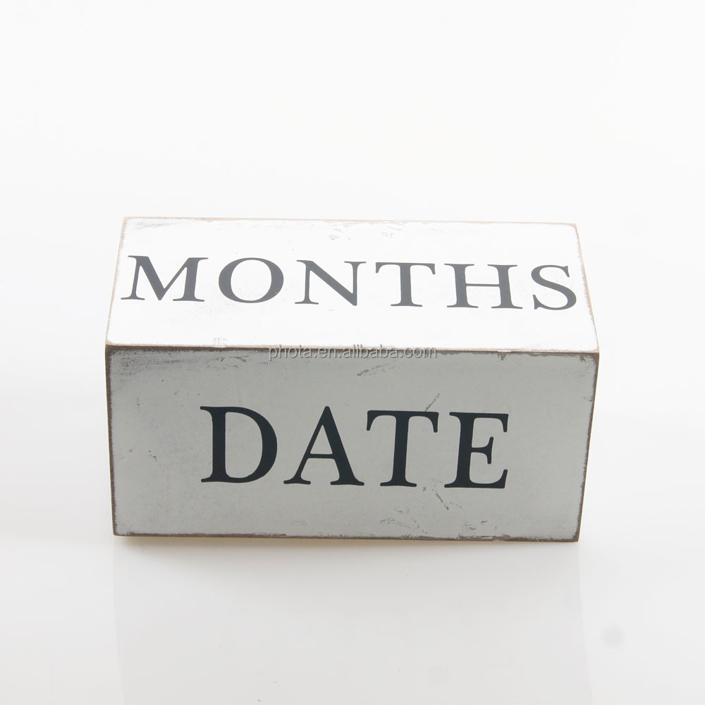 Wooden Cube Block Perpetual Month Date & Day Tile Calendar Desktop Accessories