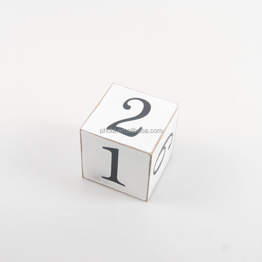 Wooden Cube Block Perpetual Month Date & Day Tile Calendar Desktop Accessories