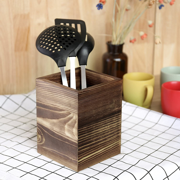 Wood Kitchen Utensil Crock Countertop Cooking Tools Holder Hot Selling Rustic Gray Utensil Sets Accepatble 30-45days Sustainable