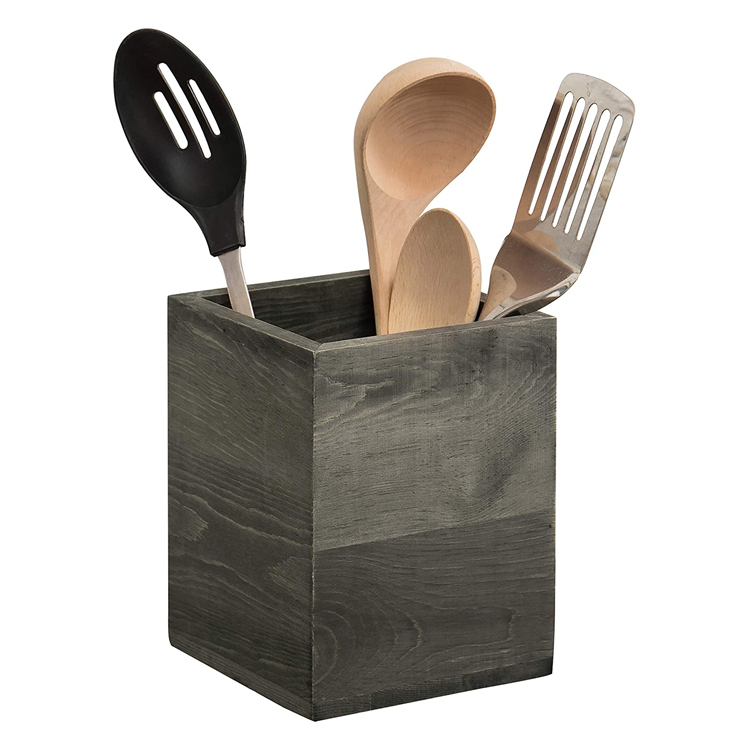 Wood Kitchen Utensil Crock Countertop Cooking Tools Holder Hot Selling Rustic Gray Utensil Sets Accepatble 30-45days Sustainable