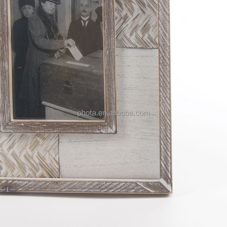 Rattan home decor High quality handmade  bamboo weaving wood photo frame living room wall desktop home decorations