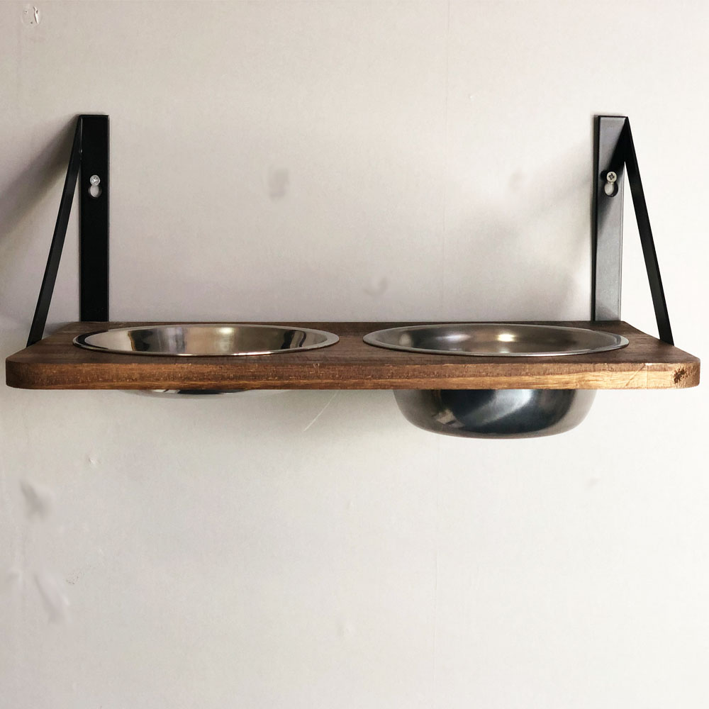 Phota Solid wood dog food bowl wall hanging