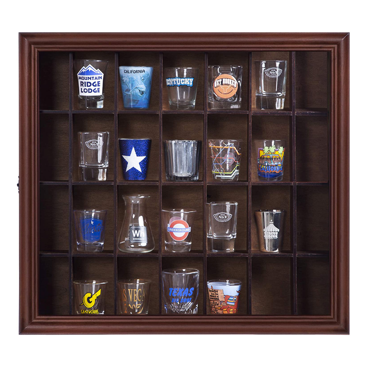 18x16 Collectible Display Case Shadow Box Shot Glass Customized Logo Wood Safety Packing 100% Guaranteed 3-7 Days Accepatble