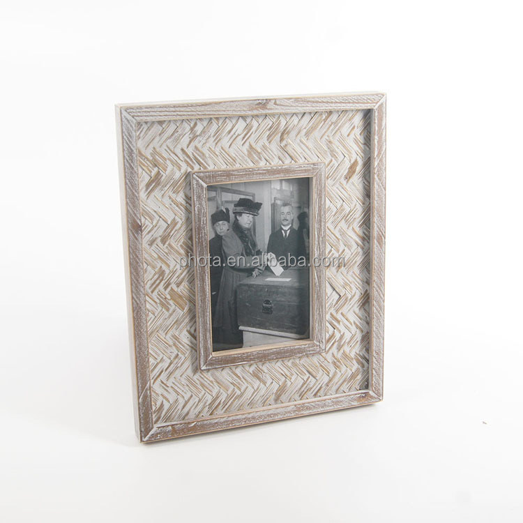 Rattan  Photo Frame Picture High Quality 8x10" Home Decoration Wood Bamboo Weaving