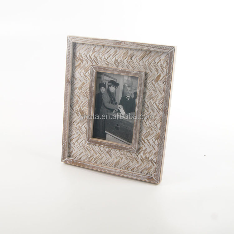 Rattan Photo Frame Picture High Quality 8x10" Home Decoration Wood Bamboo Weaving