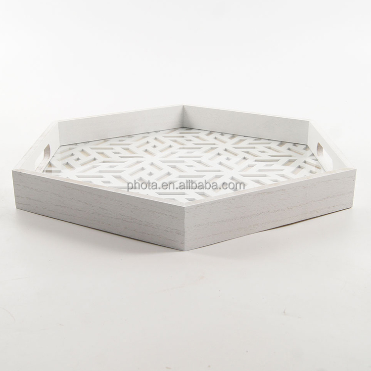 Decorative Ottoman Serving Tray with Elegant Geometric Cut Out Pattern