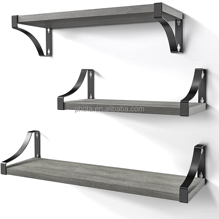 Floating Shelves Wall Mounted Set of 3, Rustic Wood Wall Shelves