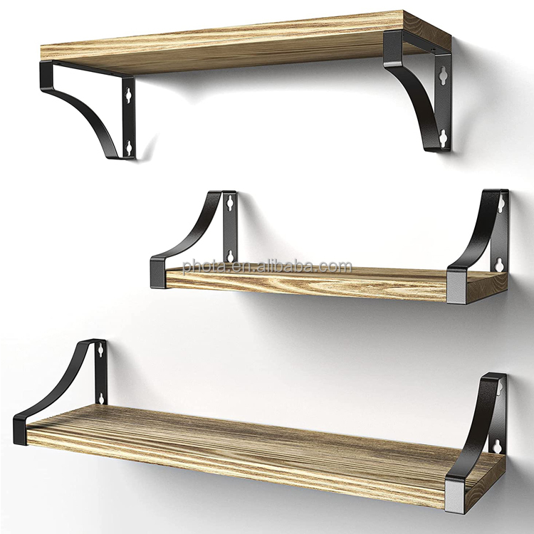 Floating Shelves Wall Mounted Set of 3, Rustic Wood Wall Shelves