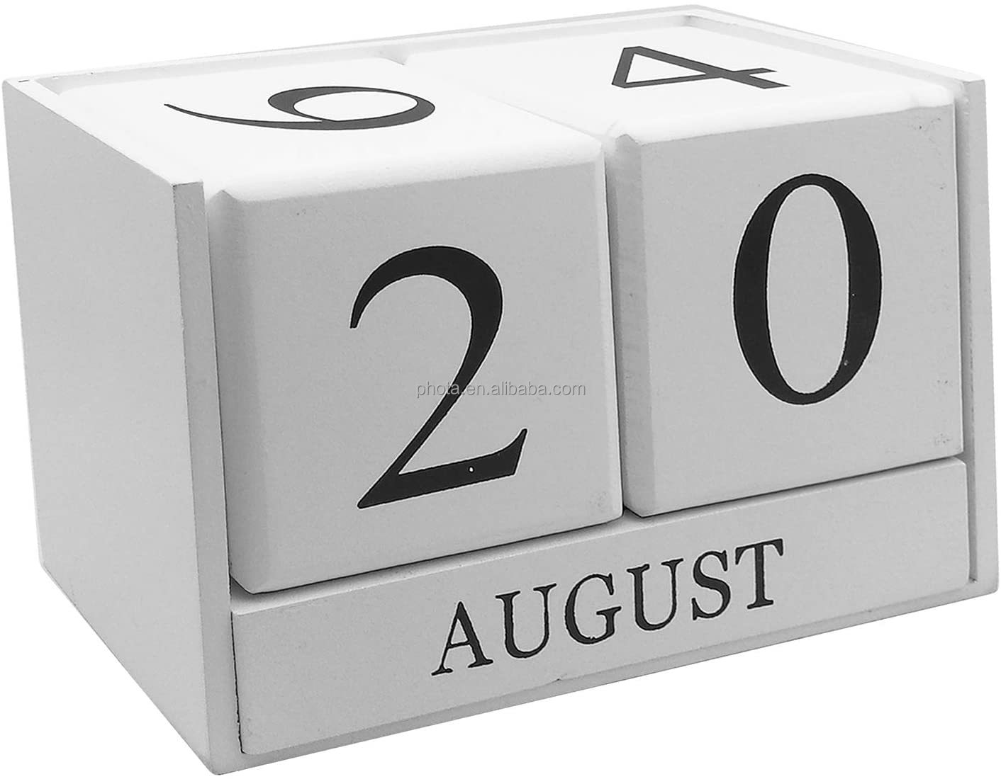 Small Wooden Desk Blocks Calendar - Perpetual Block Month Date Display Home Office Decoration 3.7 x 2.1 x 1.7 inches