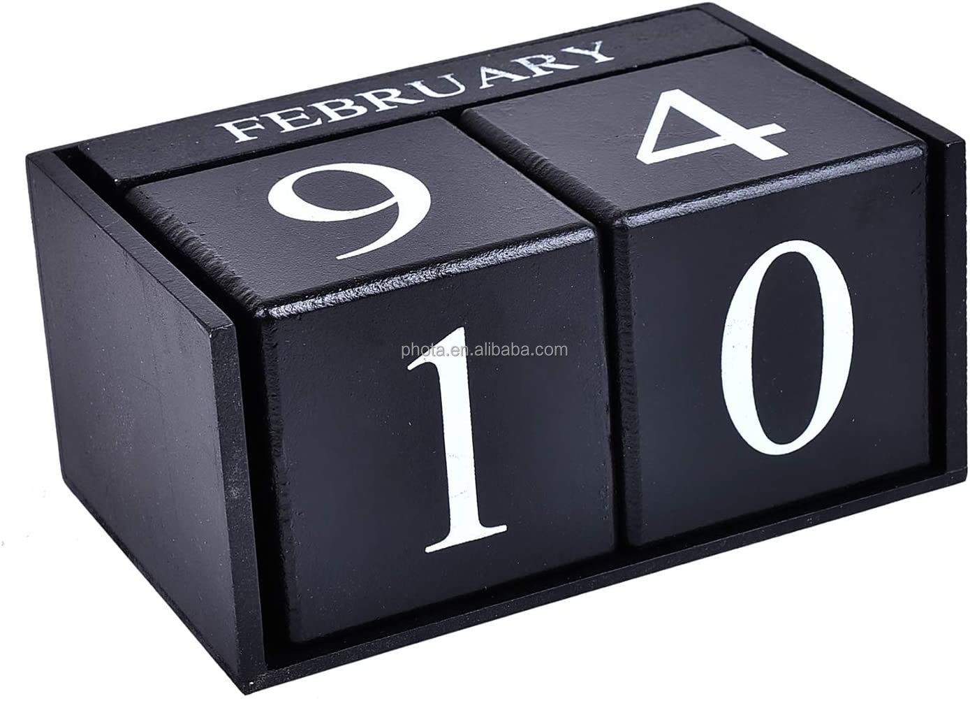 Small Wooden Desk Blocks Calendar - Perpetual Block Month Date Display Home Office Decoration 3.7 x 2.1 x 1.7 inches
