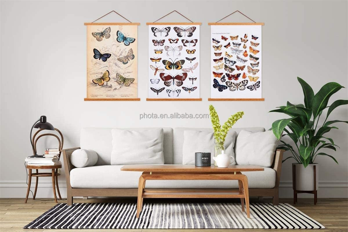 Magnetic Poster Hanger  8x10 8x20 8x11 Poster Frame Wood Wooden Magnet Print Posters Dowel Scroll Hanger Hangers Hanging Kit