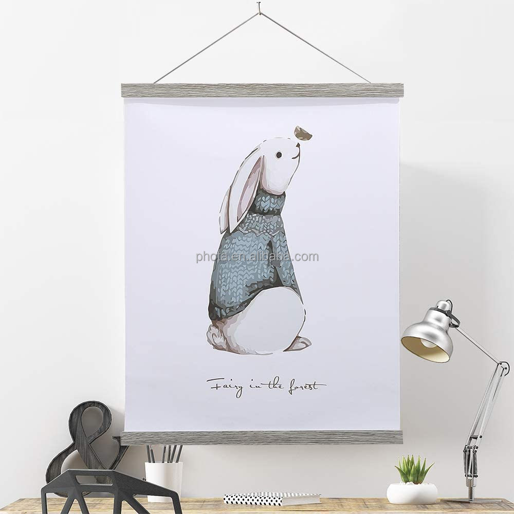 Magnetic Poster Hanger  8x10 8x20 8x11 Poster Frame Wood Wooden Magnet Print Posters Dowel Scroll Hanger Hangers Hanging Kit