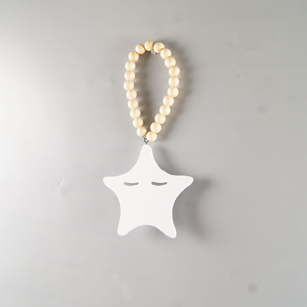 Wood Bead Garland Farmhouse Beads with Star