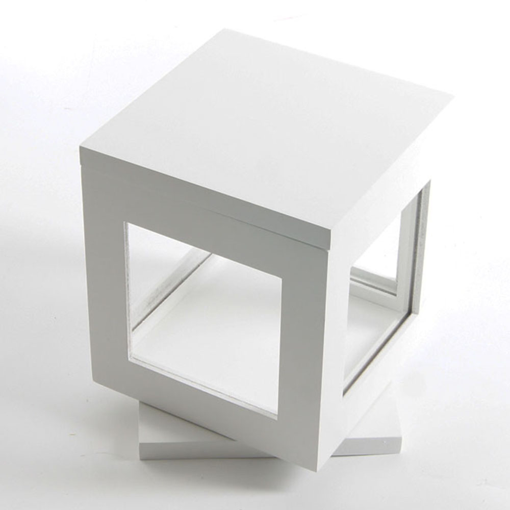 360-degree Rotating Cube Multi Picture Frame, Regular White