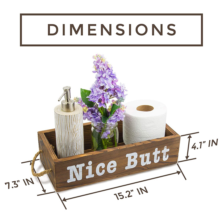 Nice Butt Bathroom Decor Box 15x7x4 inches Farmhouse Rustic Wood Crate