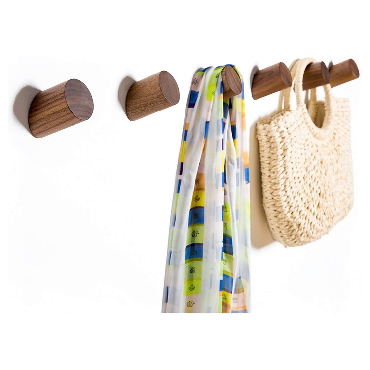 Wood Wall Mounted Coat Hooks Wall Hangers Hooks for Hanging Towels Natural Pack of 6pcs Hooks & Rails Clothing Accepatble