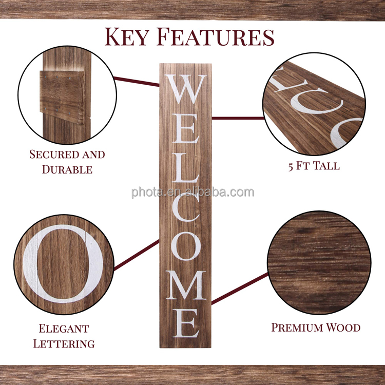 Welcome Sign for Front Door Vertical Wooden Outdoor and Indoor Welcome Home Decor Sign Wall Decorations