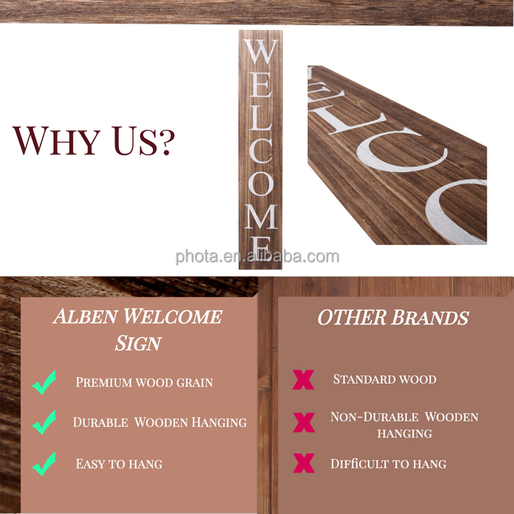 Welcome Sign for Front Door Vertical Wooden Outdoor and Indoor Welcome Home Decor Sign Wall Decorations