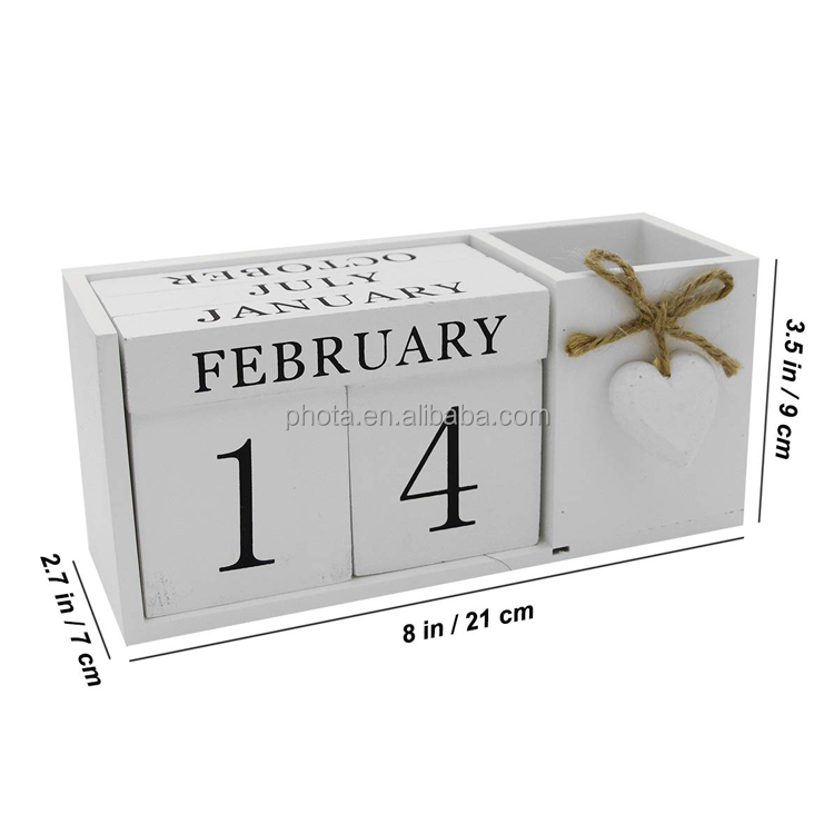 Wholesale Custom Promotion Wooden Desk Blocks Calendar Pen Holder