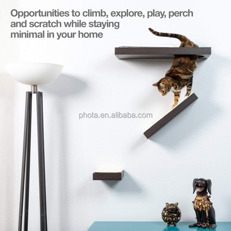 Phota Cat Climbing Wall Shelves - Sisal Surfaces for cat Scratching & Plush to Lounge, Neutral Design & Color Tones