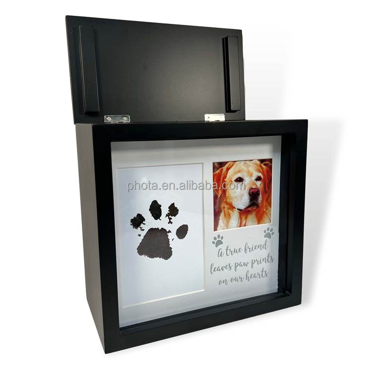 Urn for Pets - Dog and Cat Ashes-Paw Print Ink Kit-Custom Personalised Pet Dog Memorial Wooden Picture Photo Frame