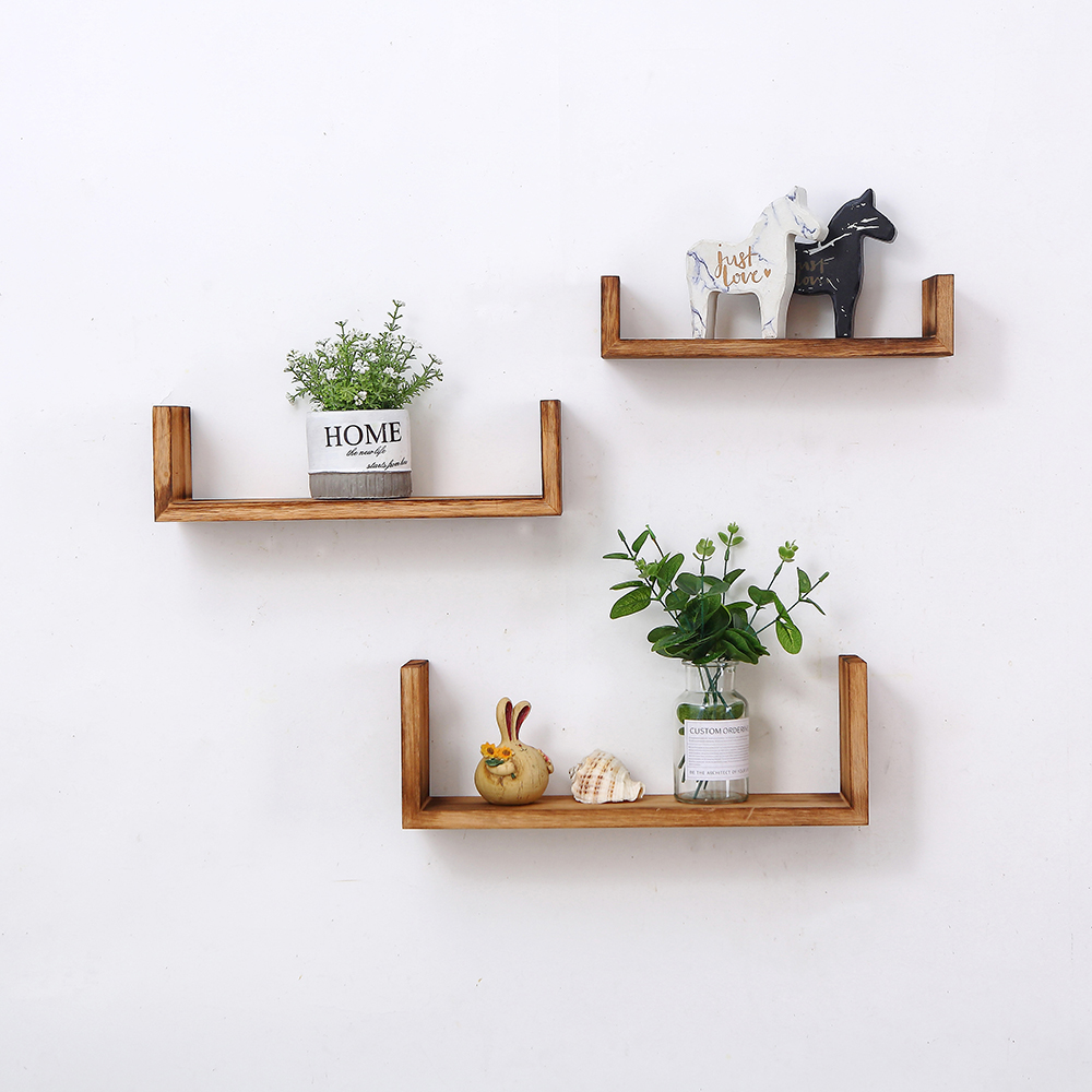 U-Shape Floating Shelves for Wall - 3 Sizes Storage Hanging Shelves for Books, Bedroom, Living Room, Bathroom & Kitchen