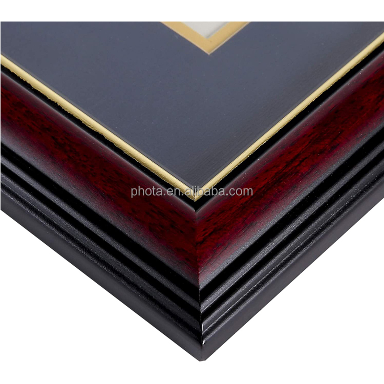 Amazon Hot Sale Custom Diploma Frame Real Wood & Glass Golden Rim Sized 8.5x11 Inch with Mat and 11x14 Inch