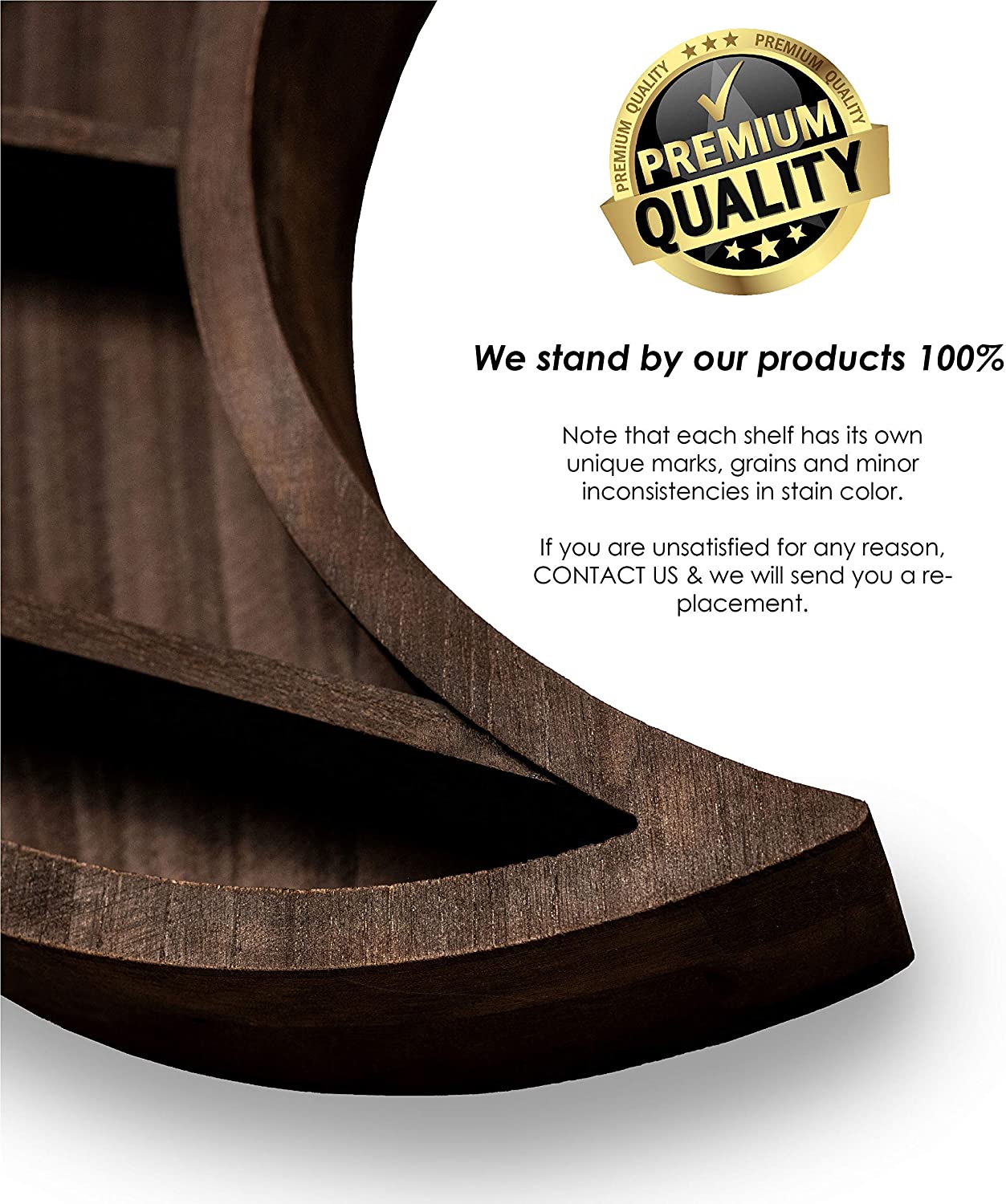 Crescent Moon Shelf for Crystals 4 Tier Wall Mounted Floating Shelves
